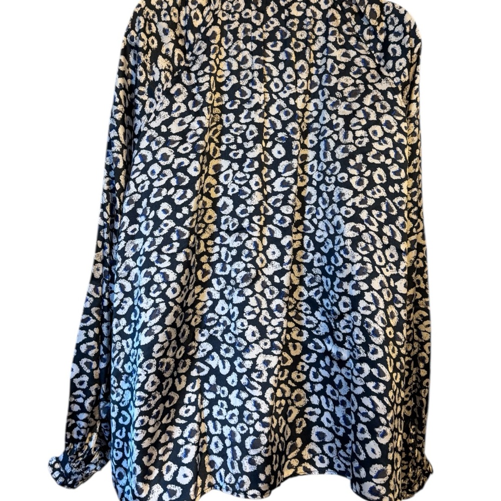 NWT Sofia by Sofia Vergara NAVY LEOPARD PRINT BLOUSE XLARGE #J - Picture 6 of 9